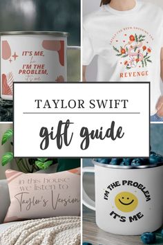 the taylor swift gift guide is featured in this image and it's also available for purchase