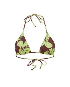 Shop All Fitted Tropical Triangle Top, Green Tropical Halter Top For Summer, Tropical Green Halter Top For Summer, Triangle Top With Floral Print For Beachwear, Spring Tropical Triangle Halter Top, Green Triangle Halter Top For Vacation, Trendy Green Floral Print Swimwear, Tropical Green Halter Top For Beach Season, Tropical Triangle Top For Spring