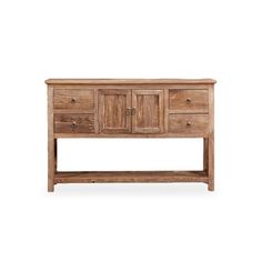 the sideboard is made from wood and has three drawers