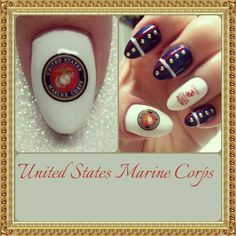 Usmc nails made for Avery's bootcamp graduation Marine Corps Mom, Marine Corps Uniforms, Marine Girlfriend, Marine Corps Ball, Dip Nail Colors