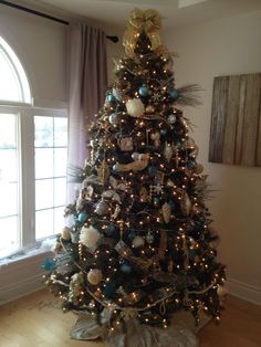 a decorated christmas tree in a living room