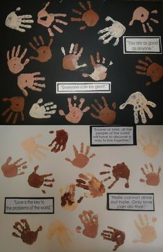 handprints are displayed on the side of a wall