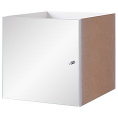 a white cabinet with a mirror on the front