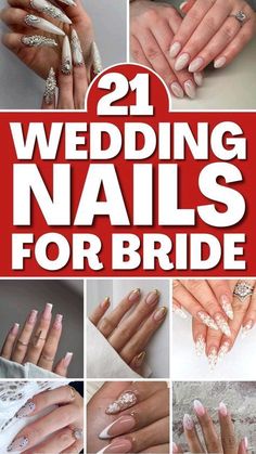 Wedding Bridal Nails, Wedding Gel Nails, Trendy Wedding Nails, Vintage Wedding Nails, Nails For Brides, Best Wedding Nails, Elegant Nail Polish, Sns Nails Designs, Gorgeous Bridal Makeup