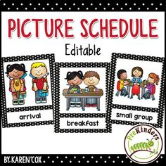 three pictures with the words picture schedule on them