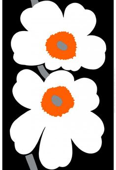 three white and orange flowers on a black background