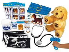 a teddy bear with medical supplies on it