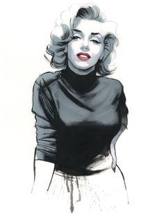 a black and white drawing of a woman with her hands on her hips, looking to the side