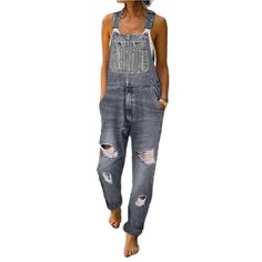 Live your ultimate street style dreams with these stylish ripped women's jeans overall from our 2023 Spring-Summer Collection! Crafted with unique details like baggy fit. suspenders and buttons closure. these jeans are a traditional ageless that will make you look stylish and laid-back at the same time!Why You'll Love These Jeans Rugged Yet Refined: With their distressed pattern and baggy fit. these jeans capture a raw. unfiltered essence with a classic steady touch. Function Meets Flair: A seam Trendy Distressed Overall Jeans, Trendy Distressed Jeans Overalls, Trendy Distressed Overalls, Trendy Ripped Overall Jeans, Ripped Overall Jeans For Summer, Ripped Denim Overalls For Summer, Trendy Ripped Overalls For Summer, Ripped Denim Blue Overalls For Summer, Ripped Overalls