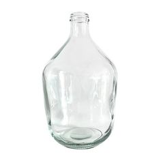 an empty glass bottle on a white background