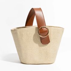 Terra Single Handle Bucket Straw Mini Tote