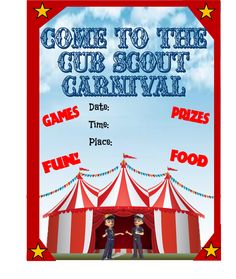 an advertisement for the game carnival with two people standing in front of a circus tent