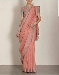 Linen sarees are always in demand.This handwoven peach linen saree give you a unique style.The color is so vibrant that you are going to love it.Linen sarees are breathable,light weight and easy to drape. Fabric: Linen by linen Thread count:100 count Saree Color:Peach Blouse piece:Running(Blouse Linen Saree With Pallu, Wedding Linen Saree With Handloom Detail, Festive Wedding Linen Saree, Traditional Linen Saree With Zari Work, Traditional Linen Saree With Pallu, Orang India, Draping Styles, Formal Saree, Formal Clothing