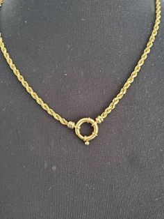 Gorgeous Estate 3.5 mm Rope Chain Necklace With Very Large Sailor Clasp This is a beautiful 1980s necklace it weighs approximately 21.3 G and it's an amazing condition considering its age it measures approximately 20 1/4 in length The necklace is marked 14k T Italy and has been tested to be 14 karat gold Please reach Blair at 404-552-4535 if you have any questions regarding this item prior to purchasing Vintage Yellow Gold Necklace With Spring Ring Clasp, Antique Yellow Gold Necklace With Wheat Chain, Classic Round Rope Chain Necklace, Vintage Necklace With Wheat Chain Link, Vintage Wheat Chain Link Necklace, Vintage Gold Necklace With Spring Ring Clasp, Vintage Yellow Gold Rope Chain Necklace, Vintage Gold Round Toggle Necklace, Classic Round Rope Chain Necklaces