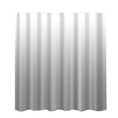 a white shower curtain hanging on the side of a wall