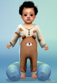 a digital image of a baby wearing a teddy bear outfit