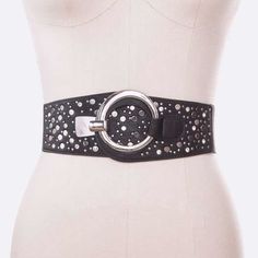 Width - 3" One Size / Stretch Belt Elastic Back Hook On Closure Wide Wide Belt Buckle Tags: Wide Waist Leather Western/ Cowboy Chain Corset Studded Vintage Rhinestone Crystal Buckle Bag Clincher Harness Suspenders Skinny Designer Elastic Stretch Chunky Black & Gold Belly Metal Harness Suspenders, Chain Corset, Gucci Marmont Belt, Buckle Bag, Statement Belt, Buckle Bags, Wide Leather Belt, Nike Air Max Tn, Stretch Belt