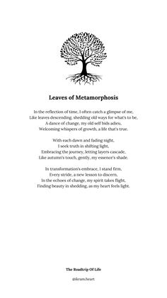 the leaves of metamorphosis is written in black and white on a white background