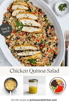 the chicken quinoa salad is ready to be eaten