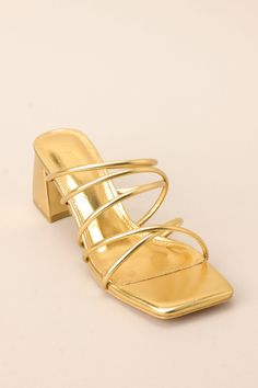 Elevate your shoe game with the Time To Move On Gold Heels. These bold beauties add a touch of shine to any outfit. Indulge in the comfort and style of these heels, perfect for any occasion. It's time to move on to a new level of fashion! These heels feature a rounded toe, a slip-on design crisscross straps across the top of the foot, and a block heel.   Heel measures 2.5" tall and 1.5" thick All Man Made Materials Non-skid sole Imported Gold Heels Prom, Sorority Rush Dresses, Corporate Chic, Rush Dresses, Gold Shorts, Short Heels, Prom Heels, Grade 7, Time To Move On