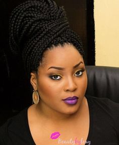 Box Braids Bun with a Twist Natural Hair Box Braids, Braids Inspiration, Hair Colorful, Braiding Styles, Big Braids, Nigerian Fashion