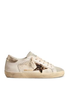 Golden Goose Women's Super-Star Low Top Sneakers Cheetah Golden Goose, Pearl Golden Goose, Golden Goose Wedding Shoes, Leopard Golden Goose, Stockholm Style Shoes, Stockholm Shoes, Dressy Sneakers, Nice Sneakers, Golden Goose Sneakers Outfit