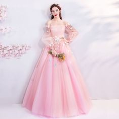 Nwt Size M Bust 34", Waist 28" (Fits Us Size 4-6) Has Corset To Adjust To Your Size Make Me An Offer! Prom Dress With Long Sleeves, Poofy Prom Dresses, Unique Dress Design, Pink Obsession, Kain Tile, Elegant Gowns, Pattern Wedding, Gaun Fashion, Dream Dresses