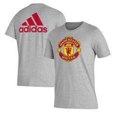 The adidas gray Manchester United three-stripe T-shirt is the perfect way to show your support for the Red Devils. Made from soft cotton, this crew neck tee features the iconic Manchester United crest and three stripes on the sleeves, ensuring you'll stand out as a true fan. Whether you're cheering from the stands or just showing your support, this tee is a must-have for any Manchester United fan. Imported Officially licensed Material: 100% Cotton Brand: adidas Short sleeve Screen print graphics Athletic Heather T-shirt With Logo For Sports Season, Sports Season Three Stripes Crew Neck T-shirt, Adidas Relaxed Fit T-shirt With Three Stripes, Casual Three Stripes T-shirt For Sports Events, Athletic Heather Sports T-shirt With Team Logo, Athletic Heather T-shirt For Sports Season Fan Merchandise, Athletic Heather Fan Apparel T-shirt For Sports Season, Athletic Heather T-shirt For Sports Season, Adidas T-shirt With Logo For Sports Season