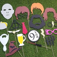 there are many different masks on the grass