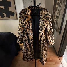 Questions? Leave A Comment Below! Fitted Faux Fur Outerwear In Leopard Print, Fitted Leopard Print Faux Fur Outerwear, Big Cat, Rachel Zoe, Faux Fur Coat, Cat Print, Big Cats, Leave A Comment, Fur Coat