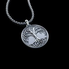 Scandinavian Yggdrasil Silver Viking Pendant, the World Tree or Tree Of Life. Item details: * Pendant Dimentions : 1.37 inch x 1.37 inch (3.5 cm x 3.5 cm) * 925K Sterling Silver * Chain + Pendant Weight: 13-15 grams Spiritual Silver Necklace With Engraving Option, Personalized Silver Nature-inspired Jewelry, Spiritual Round Pendant Jewelry With Engraving Option, Symbolic Sterling Silver Tree Of Life Jewelry, Symbolic Silver Tree Of Life Jewelry, Symbolic Silver Jewelry With Tree Of Life, Symbolic Silver Necklace With Tree Of Life, Symbolic Tree Of Life Sterling Silver Jewelry, Silver Tree Of Life Round Pendant Necklace