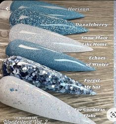 Acrylic Powder Nails Ideas, Color Powder Nails, Chunky Glitter Nails, Snow Nails, Business Nails, Cute Nail Polish, Baby Blue Nails, Acrylic Toe Nails