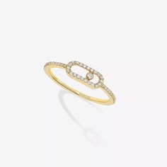 Yellow Gold Diamond Pavé Ring Move Uno | Messika 05630-YG Sweet Ring, Pave Diamond Band, French Luxury, Pave Diamond Ring, Expensive Jewelry, Luxury Rings, New Year Gift, Fancy Jewelry, Women Ring