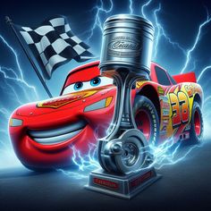 the character lightning from cars is depicted in this cartoon