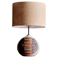 a lamp that is sitting on top of a table next to a lampshade