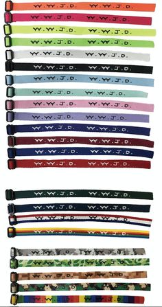 several different colored belts are lined up on a white background with the words, i love you