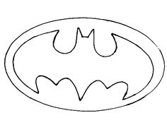 the batman symbol is drawn in black ink on a white background, it appears to be an oval shape