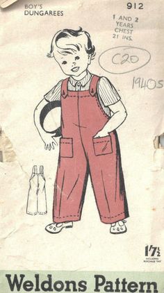 an old sewing pattern for children's overalls