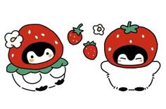 an animal with a strawberry on it's head and another animal in the background