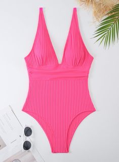 One-piece V-neck Backless Bikini Beach Wardrobe, Pink One Piece, Swimming Costume, Beach Wear Dresses, Dress Gift, One Piece For Women, Swimwear Collection, Monokini, Playsuit Jumpsuit