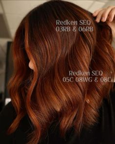 Copper Red Color Formulas, Redken Red Violet Formula, Deep Copper Shades Eq Formula, Red Copper Hair Color Formulas, Auburn Shades Eq Formula, Redken Red Hair Color Formulas, Caramel Copper Balayage, Redish Brown Hair