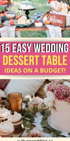 a dessert table with flowers and cupcakes on it is featured in this post