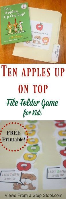 an apple themed table top game for kids with the title ten apples up on top