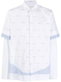 optical white/cornflower blue cotton all-over logo print stripe detailing layered effect pointed flat collar front button fastening long sleeves straight hem White Cornflower, Givenchy Shirt, Pointed Flat Collar, Givenchy Logo, Blue Striped Shirt, Flat Collar, Cornflower Blue, Collar Shirts, Sleeve Cotton