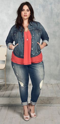 Plus Size Outfit - Shop the Look {affiliate link} Denim Campaign, Big Size Outfit, Plus Size Tips, Look Plus Size, Big Girl Fashion, Plus Size Fashion For Women