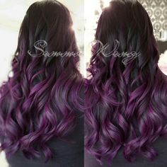 Balayage Ombre Plum Ombre Hair, Violet Red Hair, Watercolor Dandelion, Pelo Color Vino, Pelo Color, Purple Balayage, Black Hair Balayage, Color Vino, Dandelion Tattoo