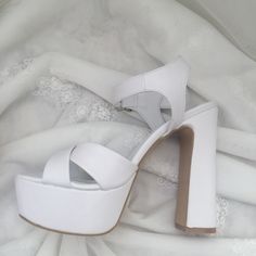 14 cm Wedding Shoes Ivory , white , black or brown color options These shoes will look great on you along with your wedding dress at your wedding. Everyone's eyes will be on you. White Sandals With 4-inch Heel For Prom, White Platform Heels With Pointed Toe, White Block Heels For Party, White Pointed Toe Platform Heels, White Platform Closed Toe Heels, White High Heel Block Heels For Prom, White Block Heels With Heel Strap For Party, White Platform Heels For Party, Wedding Platform Sandals With Block Heel