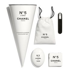 Brand New Sealed. Sold Out Everywhere! It Includes Chanel No.5 Hand Cream, Pouch, Nail File And Face Towel. Full Size Hand Cream 1.76 Fl. Oz. Presented In A Mysterious Cone-Shaped Package Sure To Conjure Childhood Memories, This Hand Care Kit Includes 4 Gifts: N5 L’eau On Hand Cream, A Black-And-White Storage Pouch, A White Nail File In A Black Felt Sleeve And A Towel That Unfolds Upon Contact With Water To Reveal The N5 Labe Chanel Boxes Packaging, Chanel No5, Chanel N° 5, Chanel Black And White, Chanel Nails, Chanel Store, Body Gel, Chanel No 5, Chanel Beauty