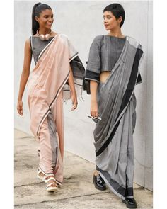 Sri Lankan designer label Urban Drape has a sleek, contemporary look, pairing saris with crop tops (Credit: Urban Drape) Fusion Saree, Modern Sari, Saree Aesthetic, Blouses Work, Saree Drapes, Saree Drape, Formal Saree, Embroidery Blouses, Fashionable Saree Blouse Designs