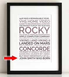 a framed poster with the words star trek in different colors and font, on a white wall